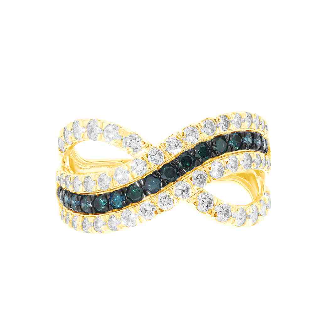 Blue and White Diamond Twisted Ring LR12687A
